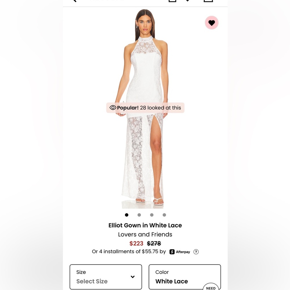 NWT For love and lemons white lace maxi dress